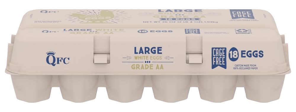 QFC Cage Free Grade Aa Eggs, Large , White (18 ct)
