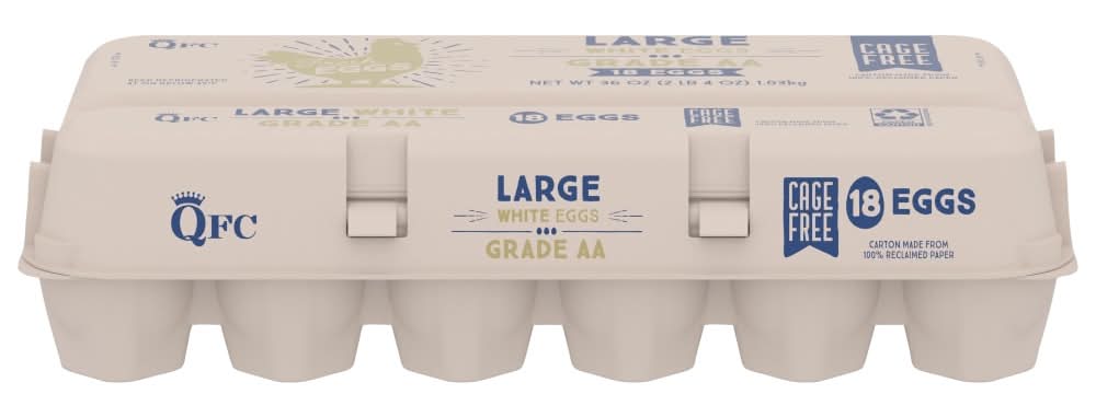 QFC Cage Free Grade Aa Eggs, Large , White (18 ct)