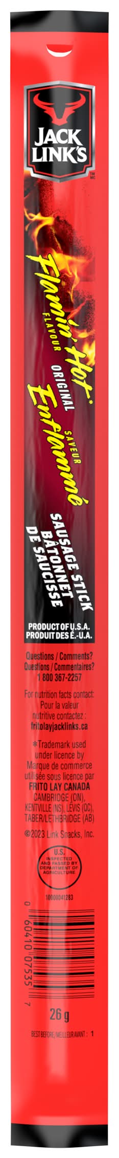 Jack link's bâton de saucisson - dried sausage stick (enflammé)