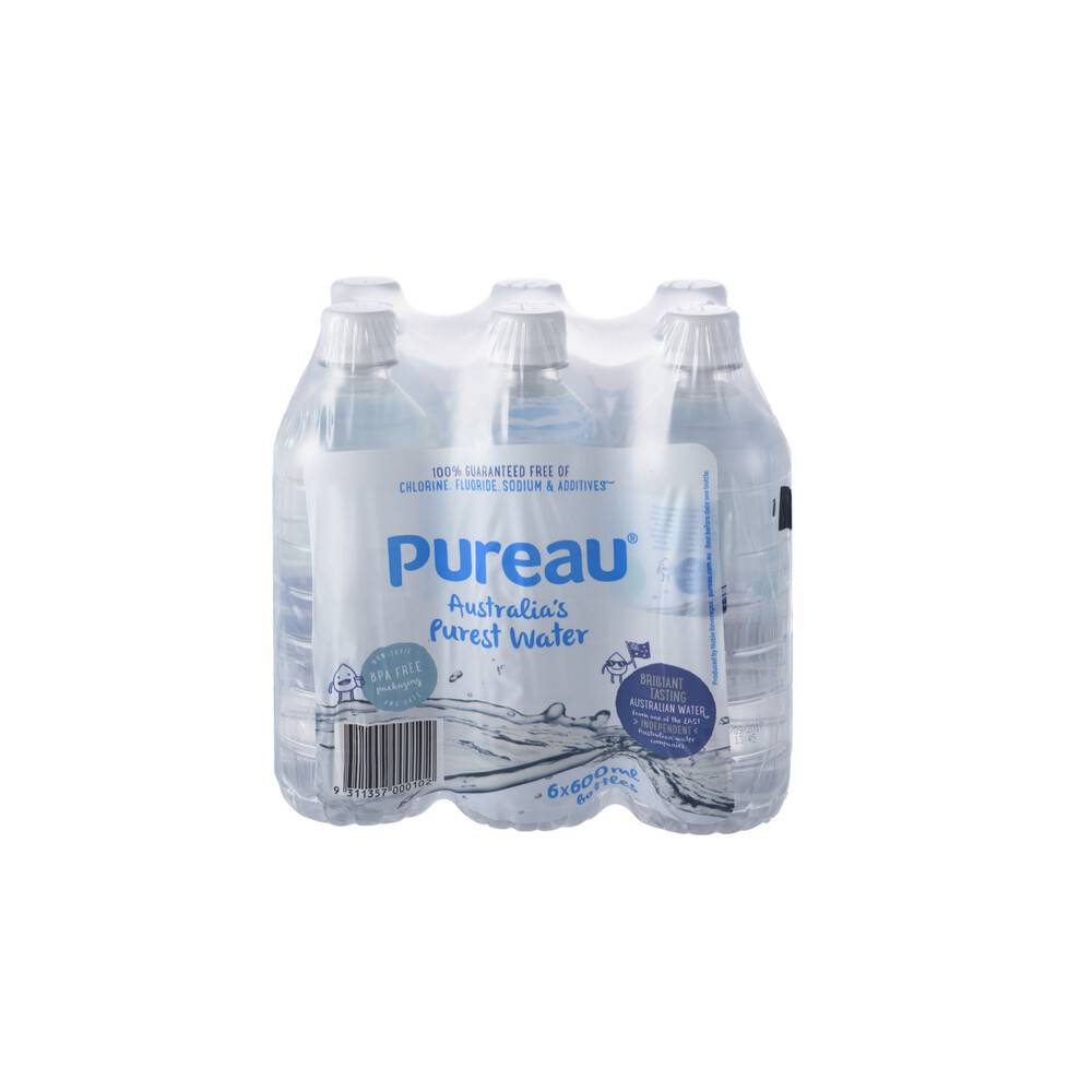 Pureau Purest Water (6 pack, 600ml)