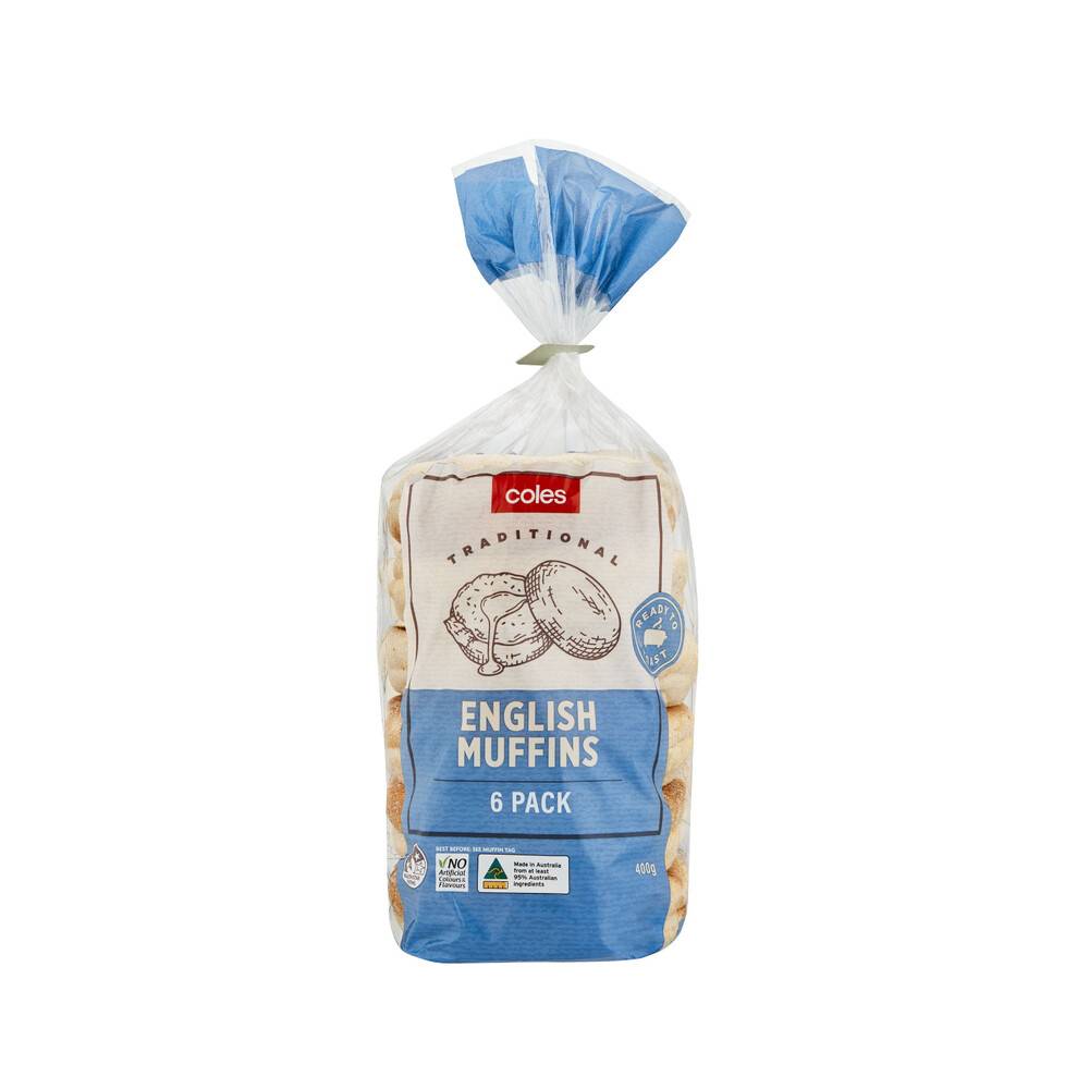 Coles English Muffins (400g, 6 pack)