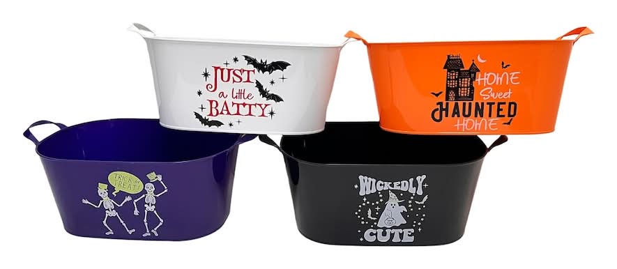 Assorted Halloween Themed Plastic Buckets With Handles