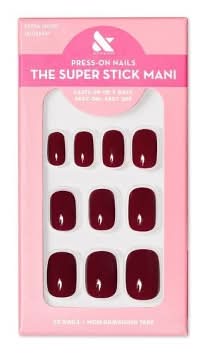 Olive & June The Super Stick Mani Press on Nail Tabs Xs Squoval, Mulberry (32 ct)