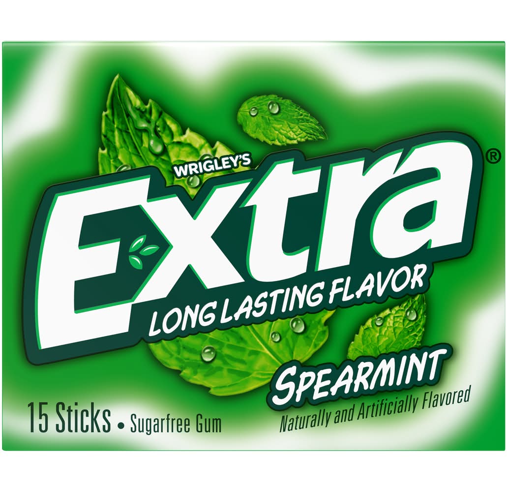 Wrigley's Extra Long Lasting Sugarfree Gum, Spearmint (1.32 oz, 15 ct)