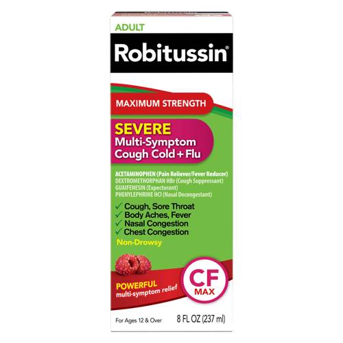 Robitussin Non-Drowsy Maximum Strength Severe Multi-Symptom Cough Cold + Flu 8oz