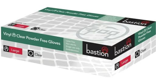 Bastion Vinyl Clear Powder Free Gloves Large