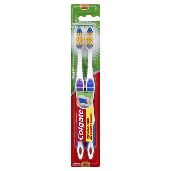 Colgate Classic Clean Soft Toothbrushes (2 ct)