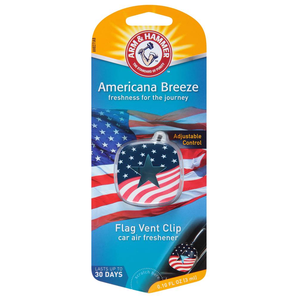 Arm & Hammer Flag Vent Clip Americana Breeze Car Air Freshener