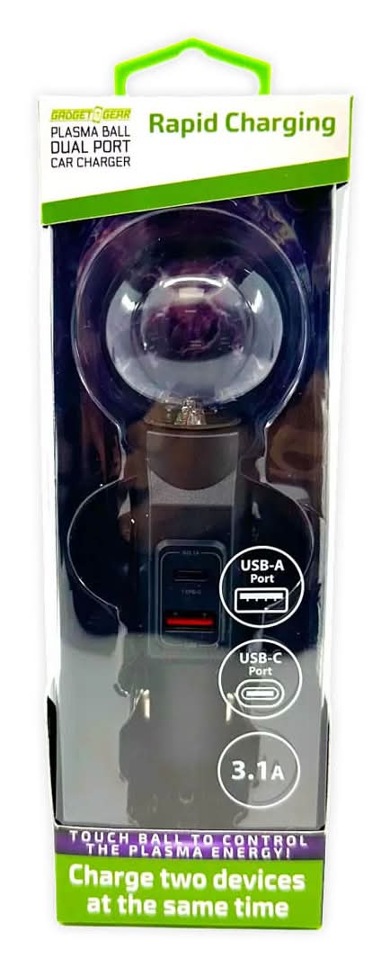 Gadget Gear Plasma Ball Dual Port Car Charger 3.1 Amp