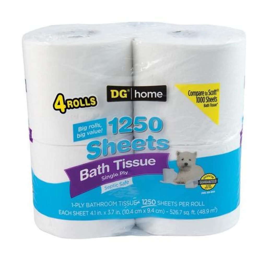 TrueLiving 1-Ply Bathroom Tissue Rolls, 4.1x3.7 in (4 ct)
