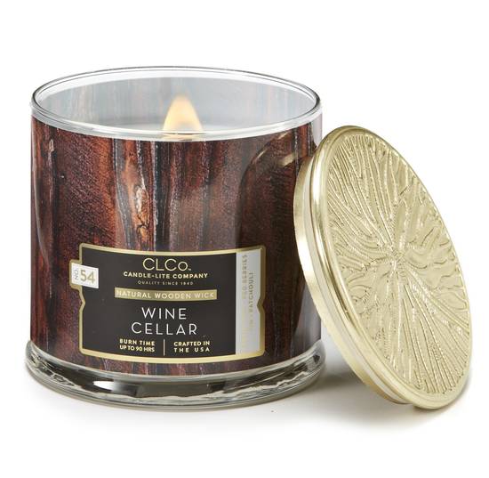 CLCo Scented Natural Wooden Wick Candle, Wine Cellar - 14 oz