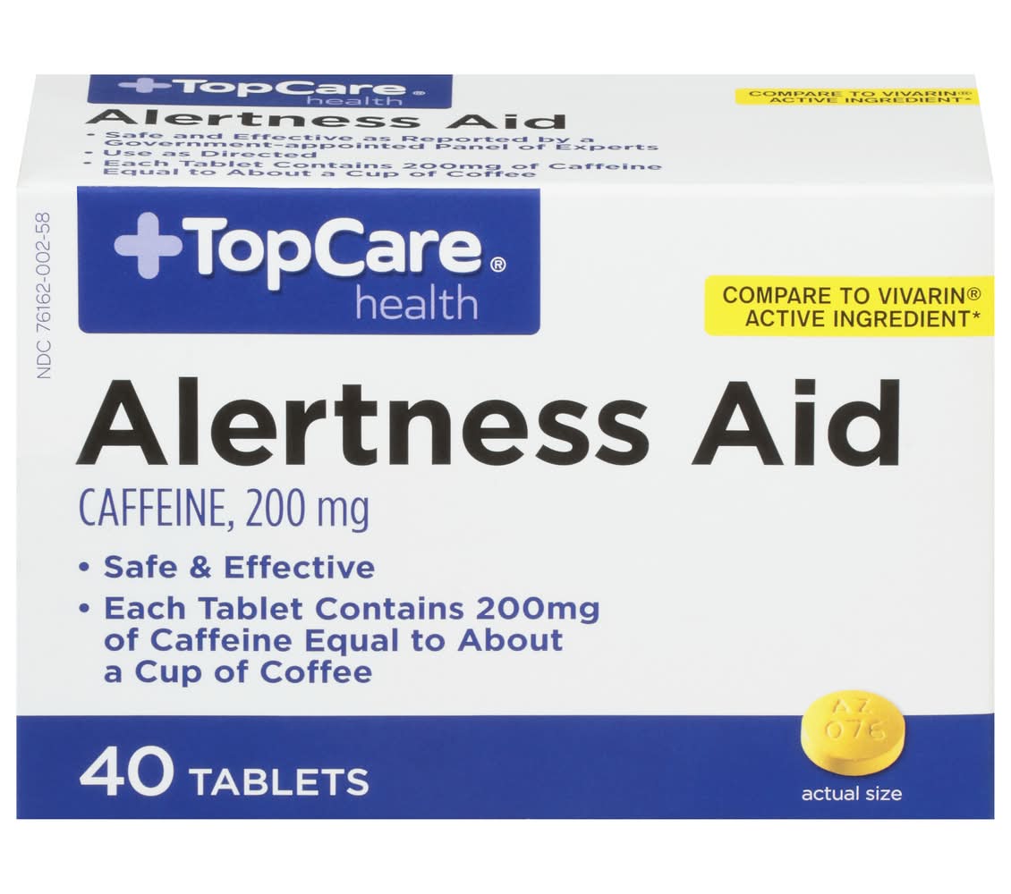 TopCare Alertness Aid Stay Awake Tablets 200mg (40 ct)