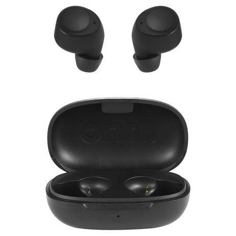onn. Wireless In-Ear Earphones with Charging Case (Color: Black)