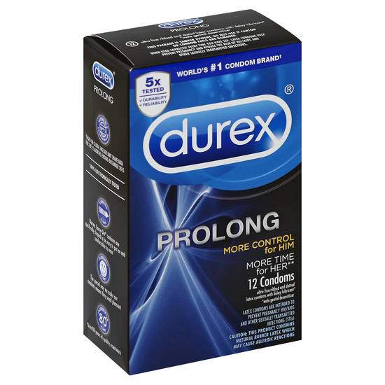 Durex Prolong Lubricated Latex Condoms