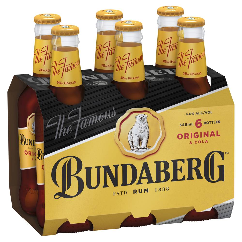 Bundaberg & Cola Bottle 345mL X 6 pack