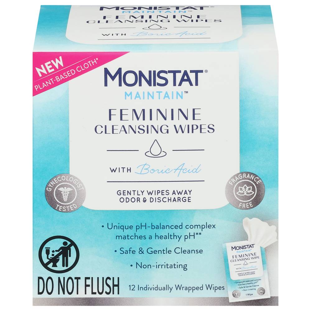 Monistat Feminine Cleaning Wipes With Boric Acid (12 ct)