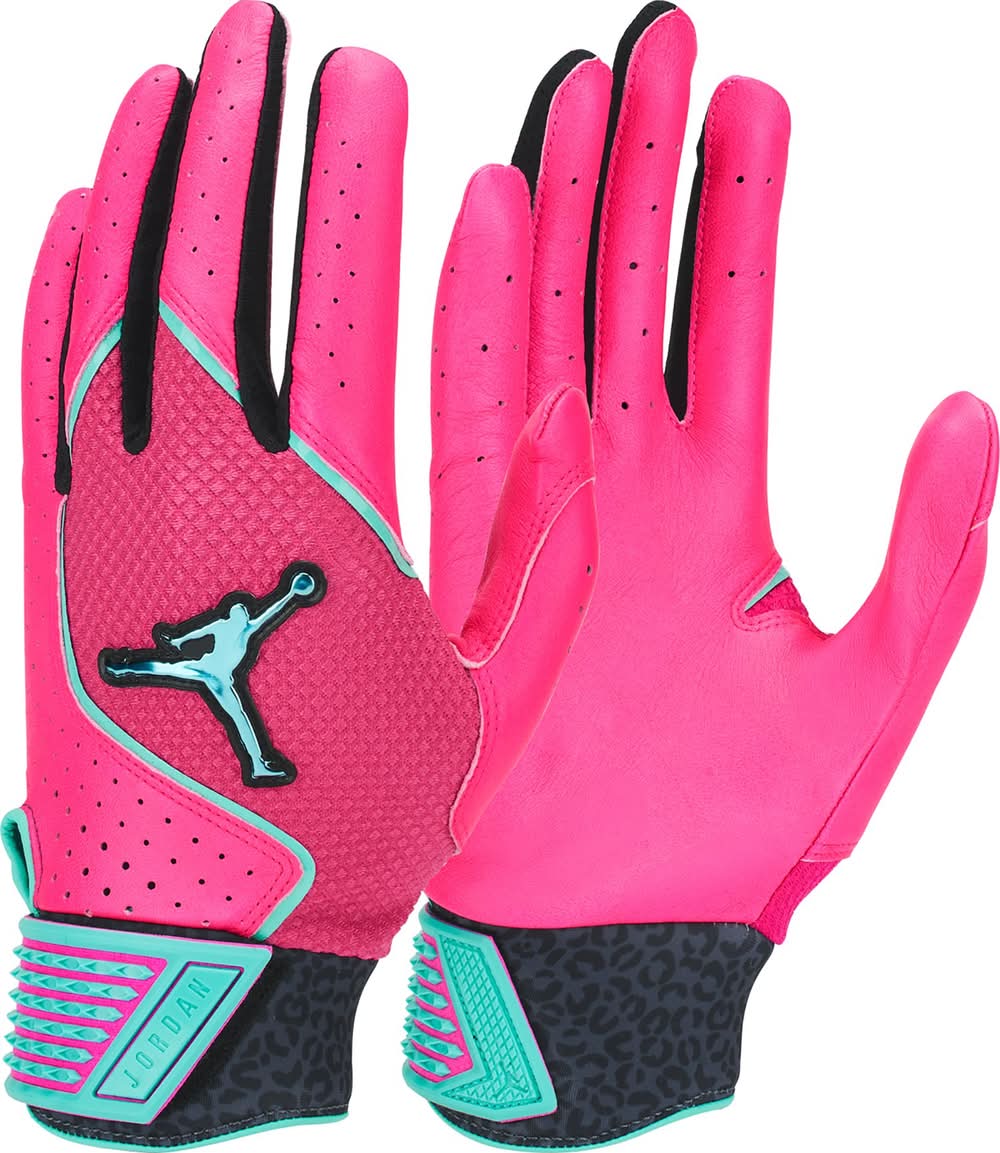 Jordan Adult Fly Elite Batting Gloves (Pink/Turquoise, L)