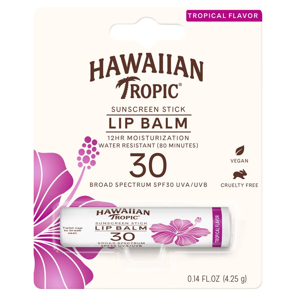 Hawaiian Tropic Spf 30 Sunscreen Stick Tropical Flavor Lip Balm (0.14 oz)