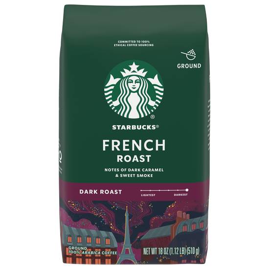 Starbucks 100% Arabica French Dark Roast Ground Coffee (18 oz)