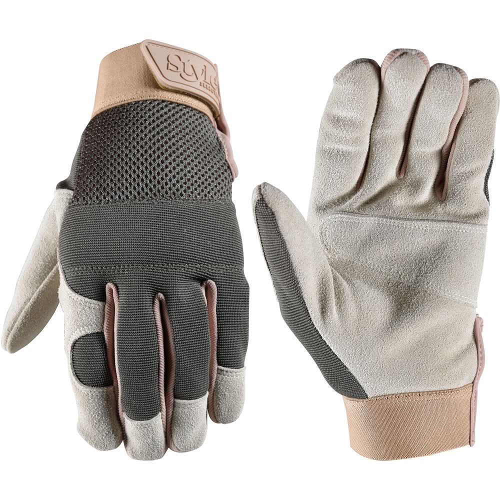 Style Selections Large Green Leather/Polyester Gardening Gloves 1 -Pairs
