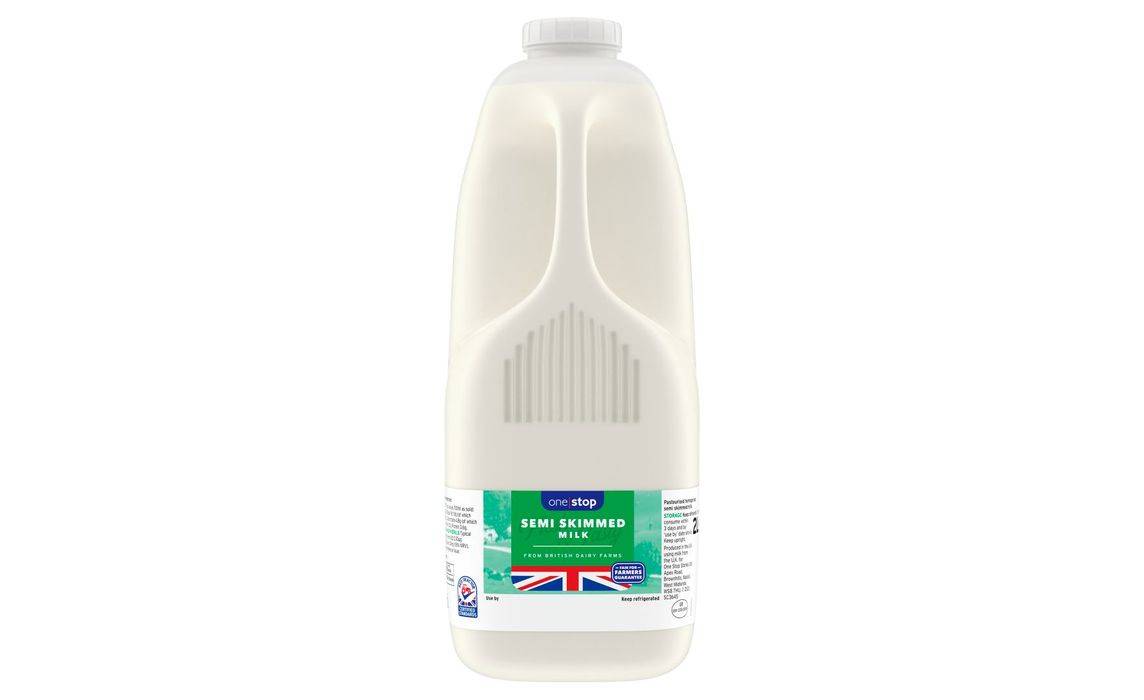 One Stop British Semi-Skimmed Milk 2 litre/ 3.5 pints (393874)