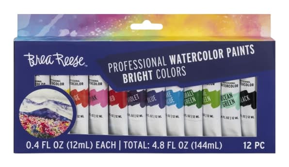 Brea Reese Professional Watercolor Paint, Bright Colors, Set Of 12 Tubes