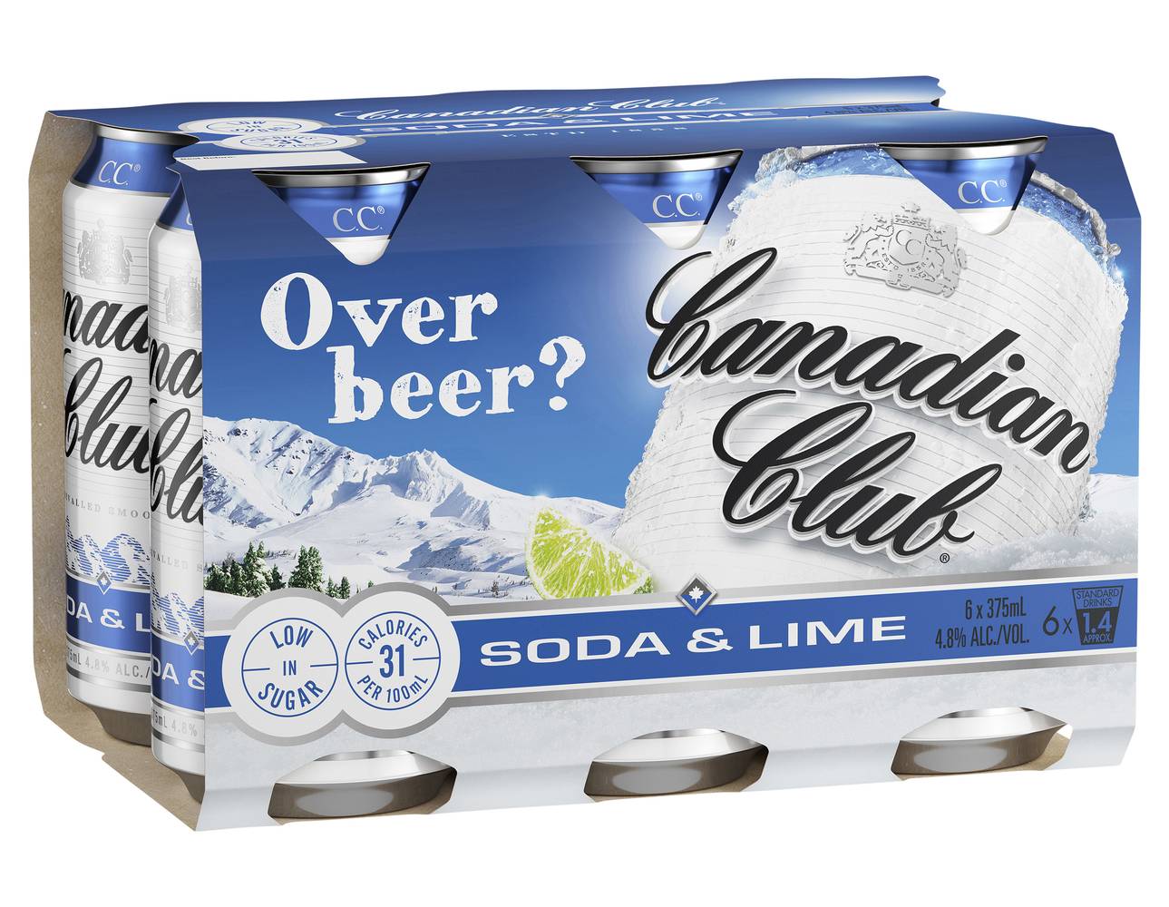 Canadian Club Soda & Lime Can 375mL x Pack 6