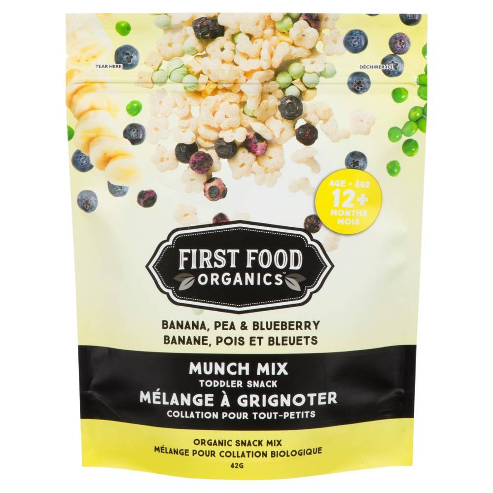 First Food Organics Banana, Pea & Blueberry Munch Mix Toddler Snack (90 g)