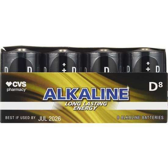 CVS Alkaline Batteries D, 8CT