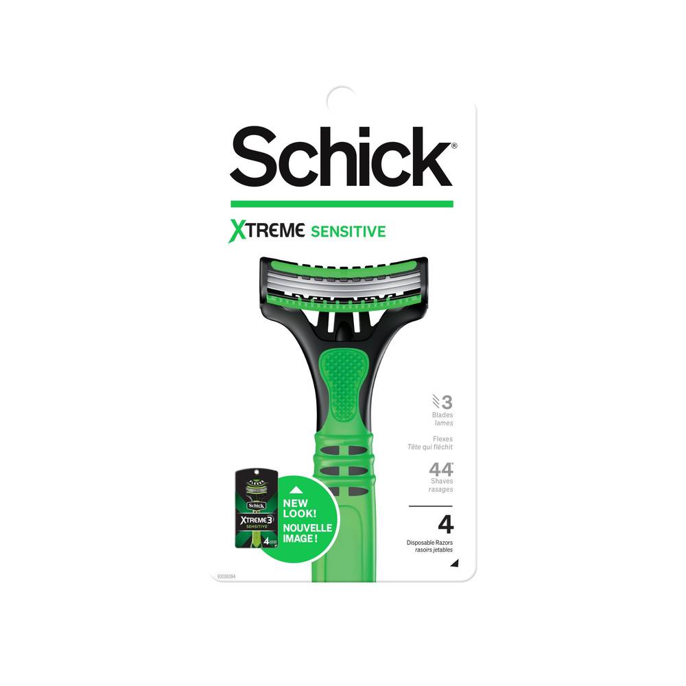 Schick Xtreme Sensitive 3-Blade Disposable Razors, 4 CT