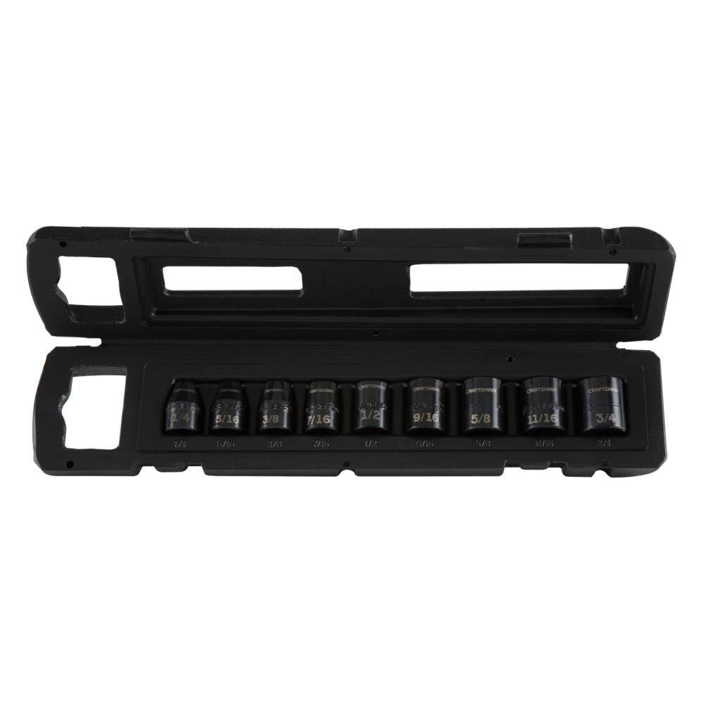 CRAFTSMAN 9-Piece Standard (SAE) 3/8-in Drive Set 6-point Impact Socket Set | CMMT15880