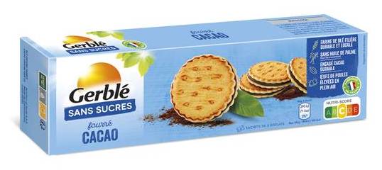 Gerblé biscuits fourrés cacao sans sucres (12 pcs)