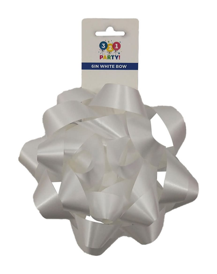 321 Party! White Bow 6 In