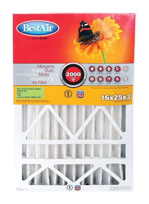 Bestair 16 In. W X 25 In. H X 3 In. 11 Merv Pleated Air Filter 1 Pk