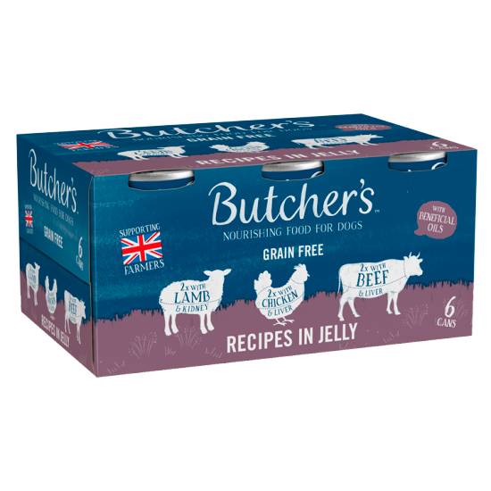 Butcher's Recipes in Jelly Wet Dog Food Tins 6 X 400g