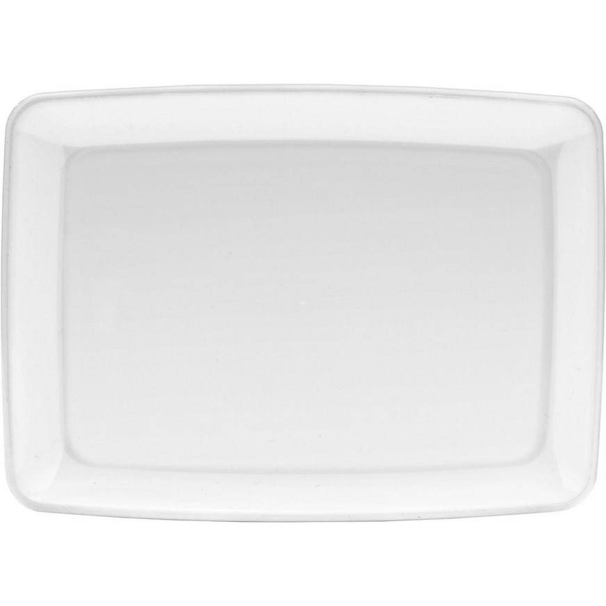 Party City Plastic Rectangular Platter (unisex/white)