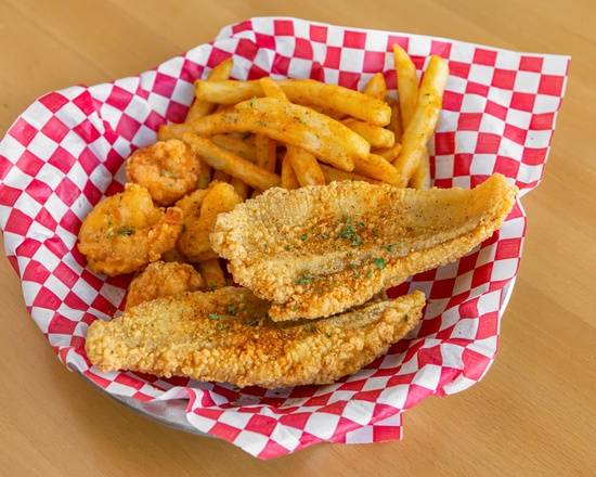 Half Catfish and Half Shrimp Basket