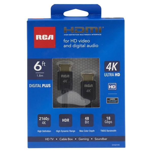 RCA Digital + 4K 6' HDMI cable DH6HHF