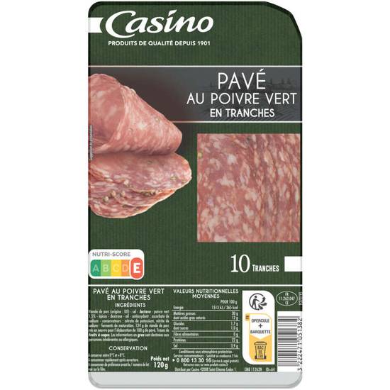 Saucisson sec - Au poivre vert  - 10 tranches