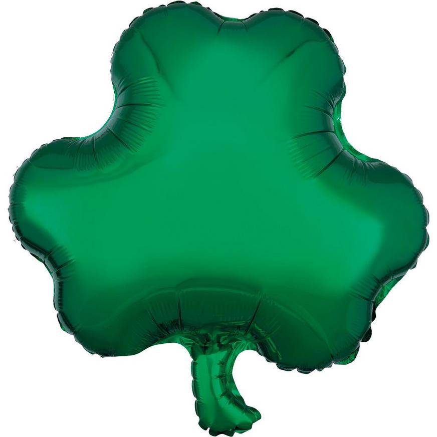 Uninflated Green Shamrock St. Patrick's Day Foil Balloon, 17in x 18in