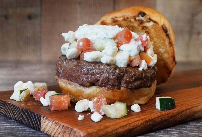 Order Greek Burger #27 food online from Lindburgers store, Jupiter on bringmethat.com
