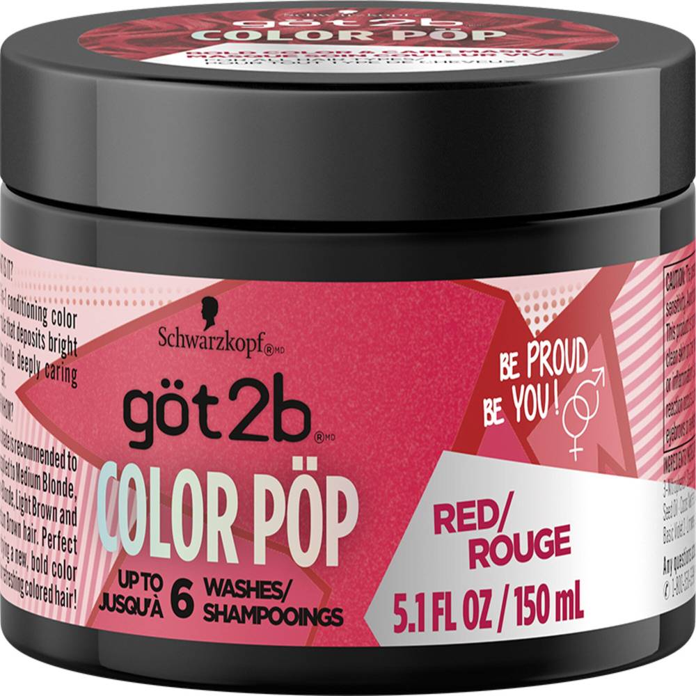 Got2b Color Pop Semi-Permanent Hair Color Mask, Red (5.1 oz)