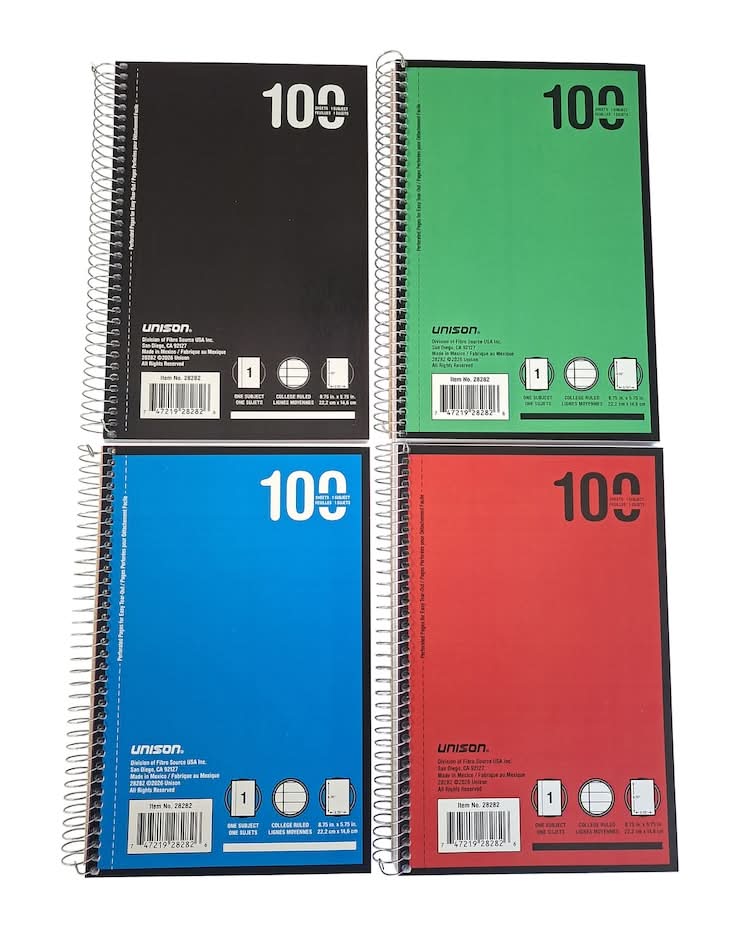 Jot Mini-One-Subject Spiral-Bound Notebooks, 8.7x5.7 in, Assorted (4 pack)