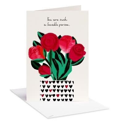 American Greetings Red Roses in Vase Valentine's Day Greeting Card