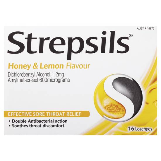 Strepsils Sore Throat Antibacterial Lozenges Honey & Lemon (16 Pack)