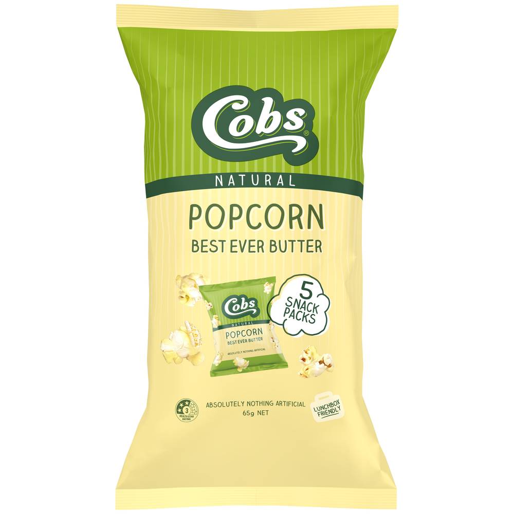 Cobs Natural Best Ever Butter Popcorn (65g, 5 pack)