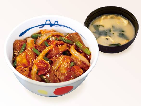 牛焼肉ピリ辛炒め丼（味噌汁付）
