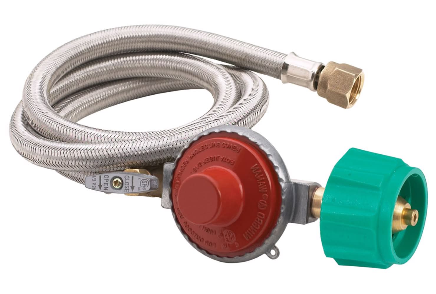 Bayou Classic Plastic/Steel Gas Line Hose And Regulator 48 In. L