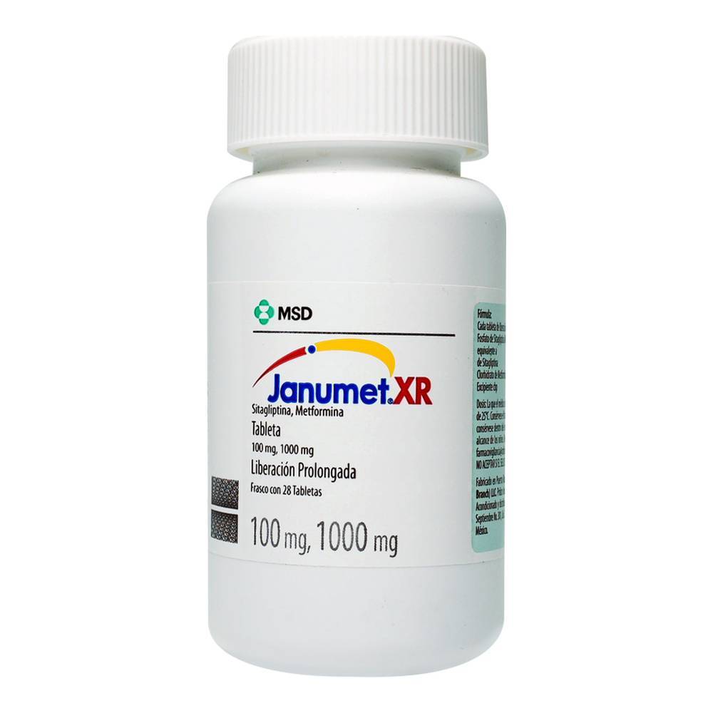 Msd janumet xr tabletas 100 mg/1000 mg (28 piezas)