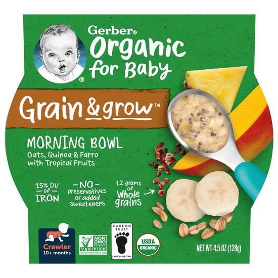 Gerber Organic Grain & Grow Morning Bowl With Tropical Fruits